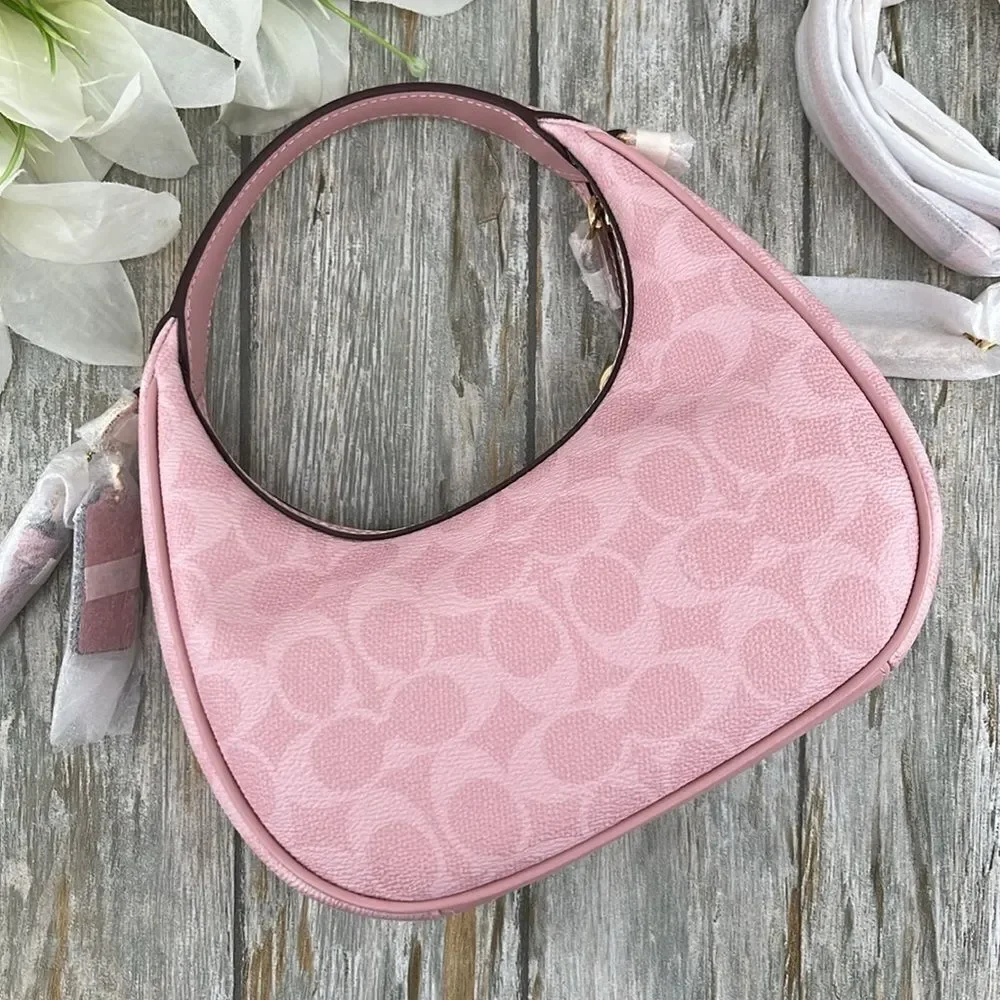 Coach Carmen Mini Crossbody Bag In Signature Canvas Powder Pink Purse